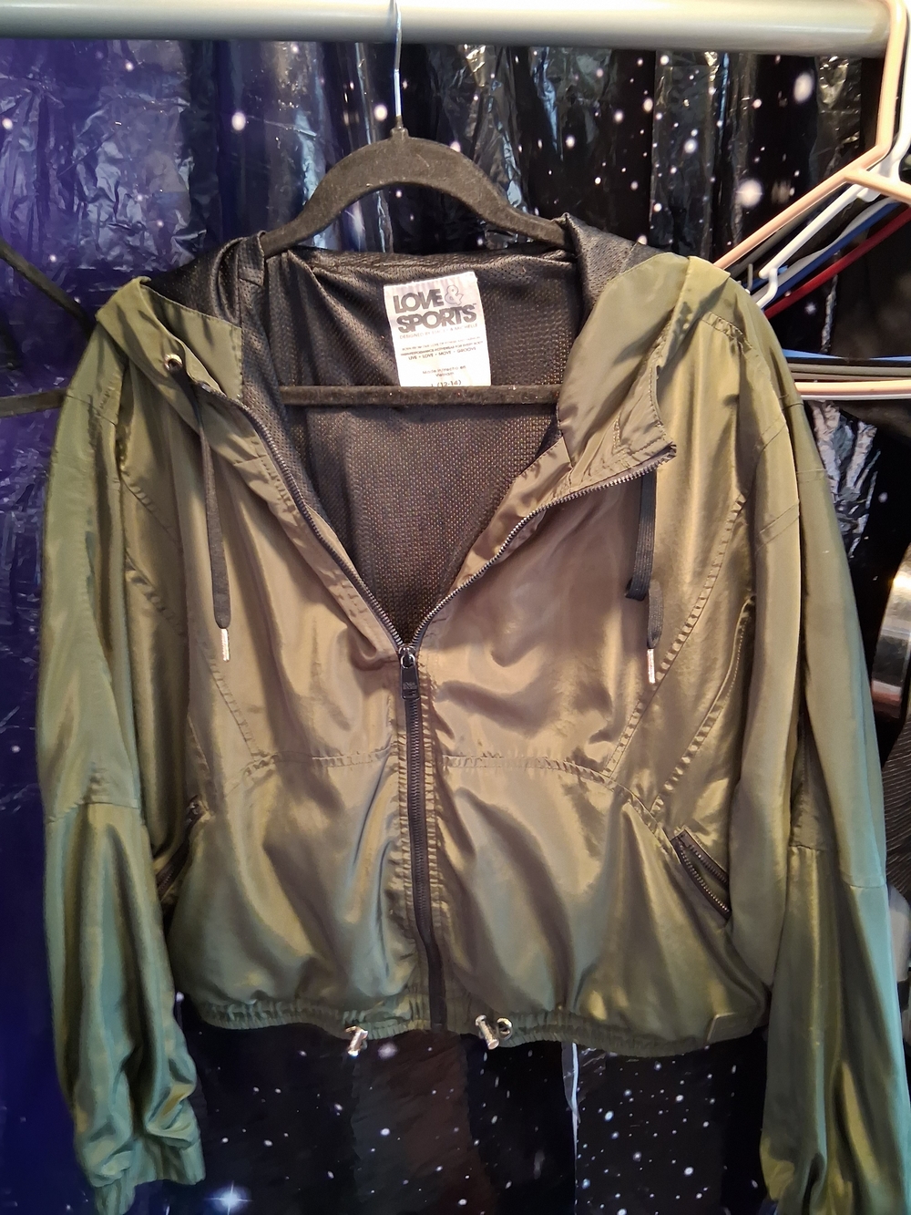 LOVE SPORTS Olive Green Hooded Bomber Jacket